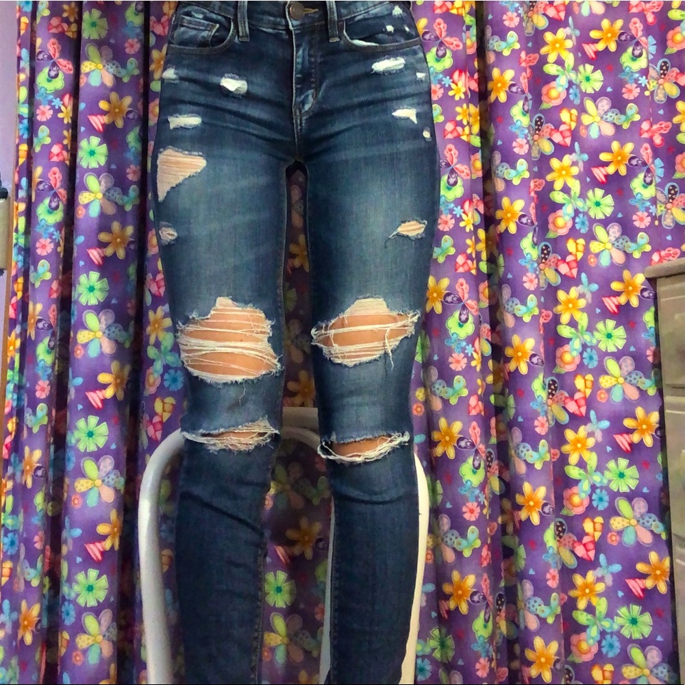 Ripped blue jeans